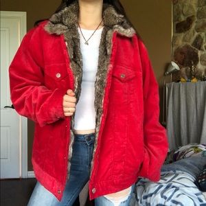 WINTER SALE Faux Fur Lined Trucker Jacket
